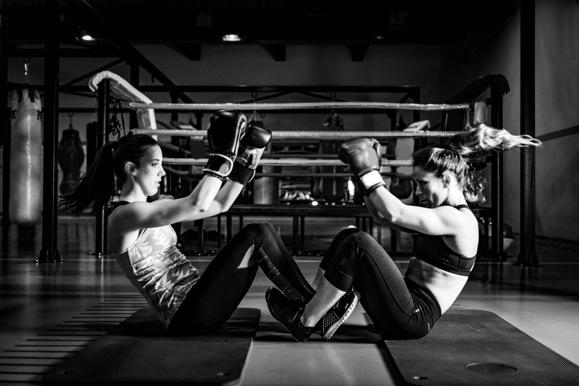 Women on boxing training